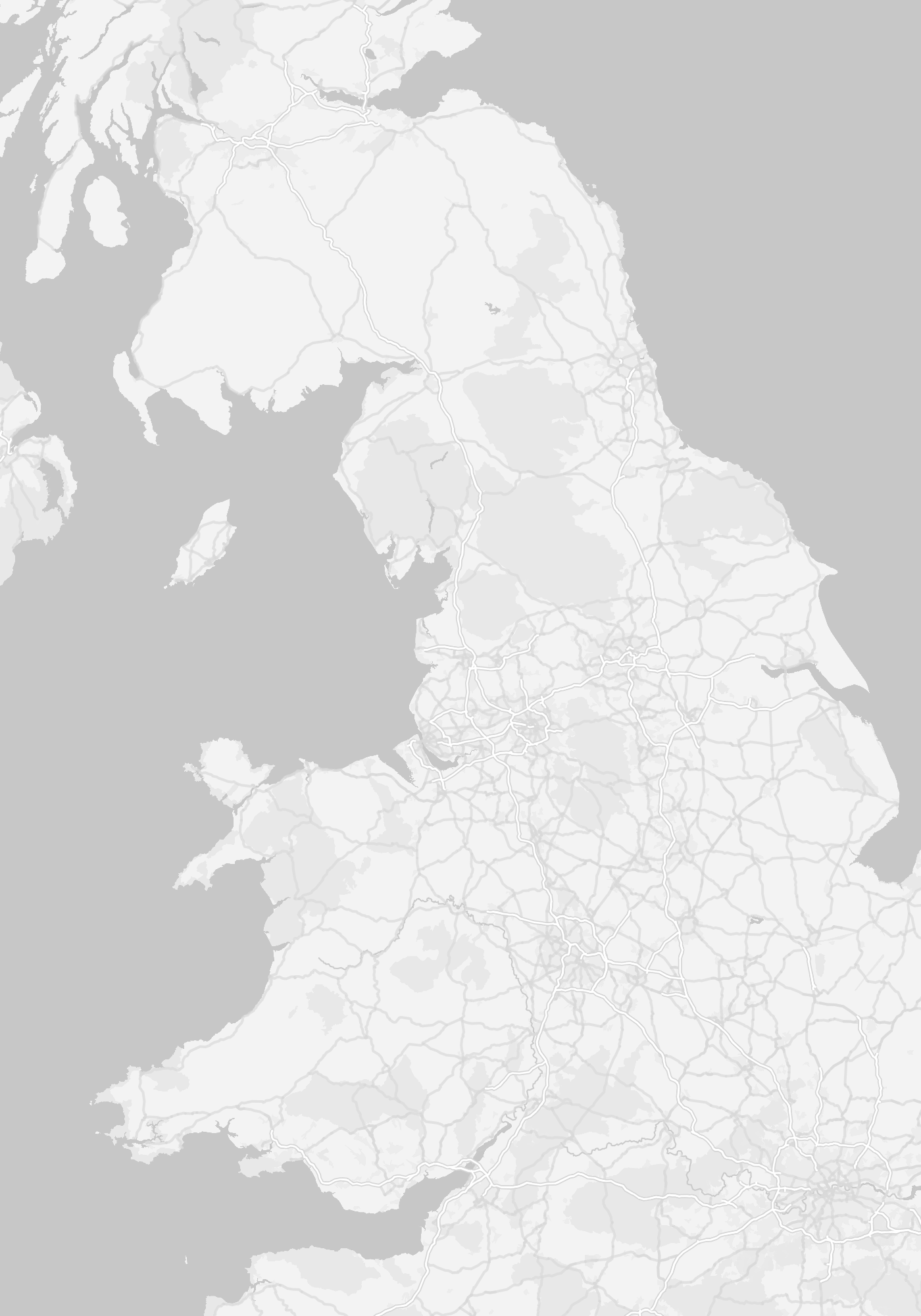 A made-up drive from Bristol to Edinburgh, with three stops, on a map.